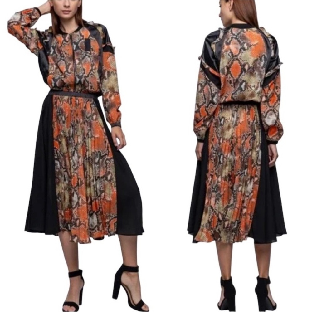 Tov Los Angeles Elegant Long Sleeve Snake Print Dress Size a44